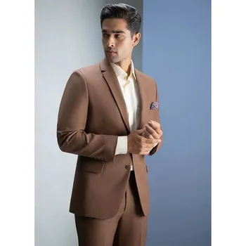 2023 Noua Moda De Nunta Maro Crestate Rever Costume Pentru Bărbați Costume Business Casual Costum Formale Homme Slim Fit 2 Buc Set Jacheta Pantaloni
