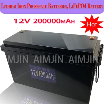 AIMJIN 12V 200Ah LiFePO4 Baterie 200Ah Rulote Impermeabil Golf Baterie Off-Road, Off-grid de energie Solară