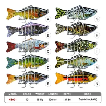 Dinti mai Multe Secțiuni de Pescuit Nada 10cm 15.5 g Wobbler Crankbait Momeală Artificială de Pescuit Momeală Aborda Accesorii Fals Pește Momeli